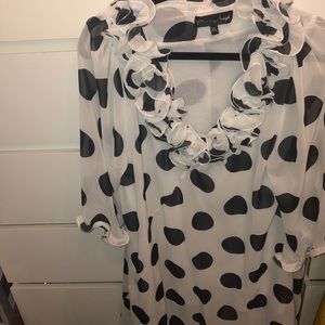 Long polka dot blouse!